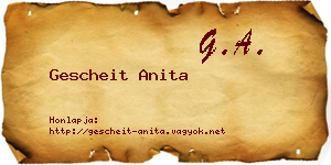 Gescheit Anita névjegykártya
